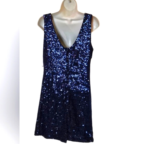 Crystal Doll Navy Blue Sequin Sleeveless Cocktail Dress, Large (Juniors), NWT - Picture 3 of 16